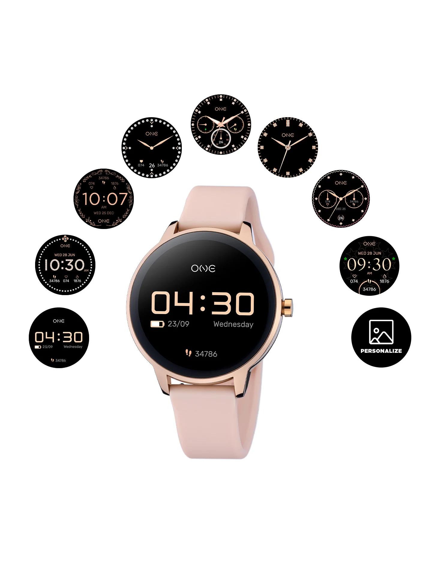 Smartwatch One QueenCall Rosegold Silicone - Image 3